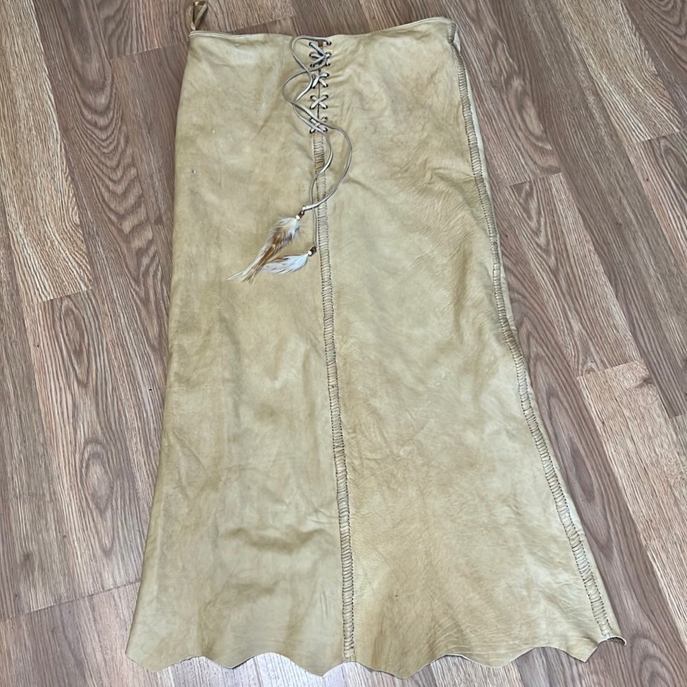 Ralph Lauren long leather Native American skirt sz 8